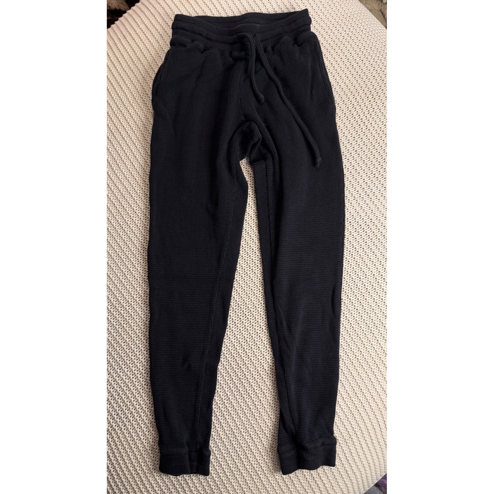 Tna Aritzia Black Waffle Knit Joggers Thermal Sweatpants XXS WAF3-60163-48